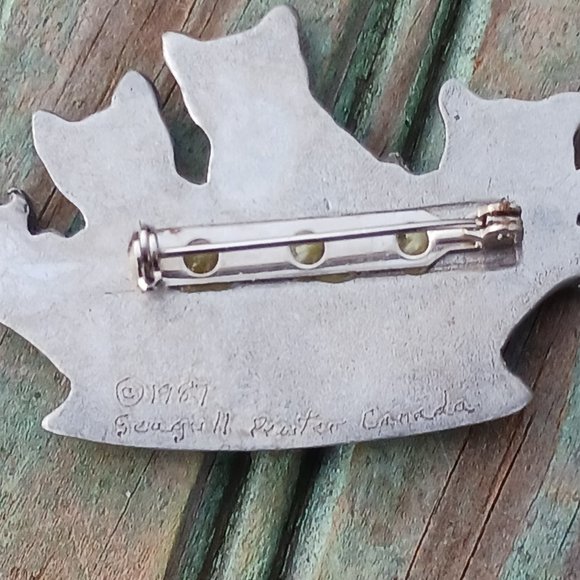 Vintage Pin Brooch 3 Cats Kittens in Basket 1987 Seagull Pewter Canada - Picture 5 of 5